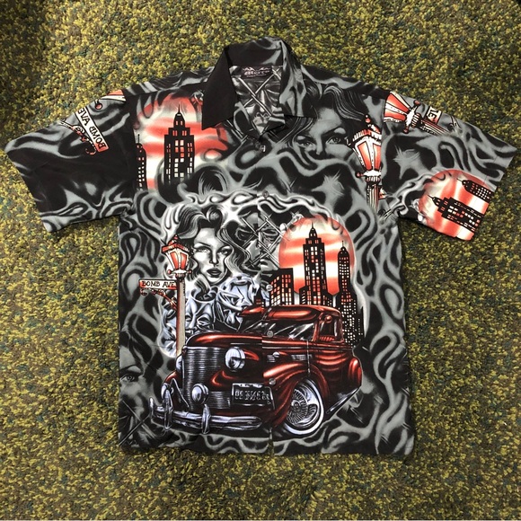 Mecca Vintage All Over Print Button Up Shirt (M) - Picture 1 of 7